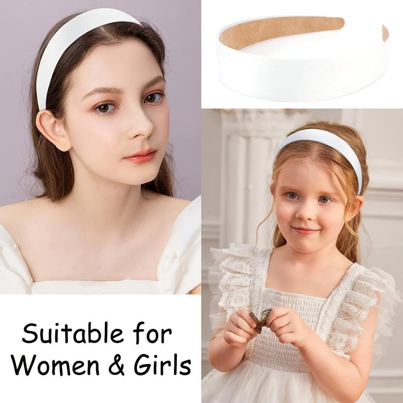 10pcs Satin Hairband Wide Headbands Women Non Slip Plain Head Bands