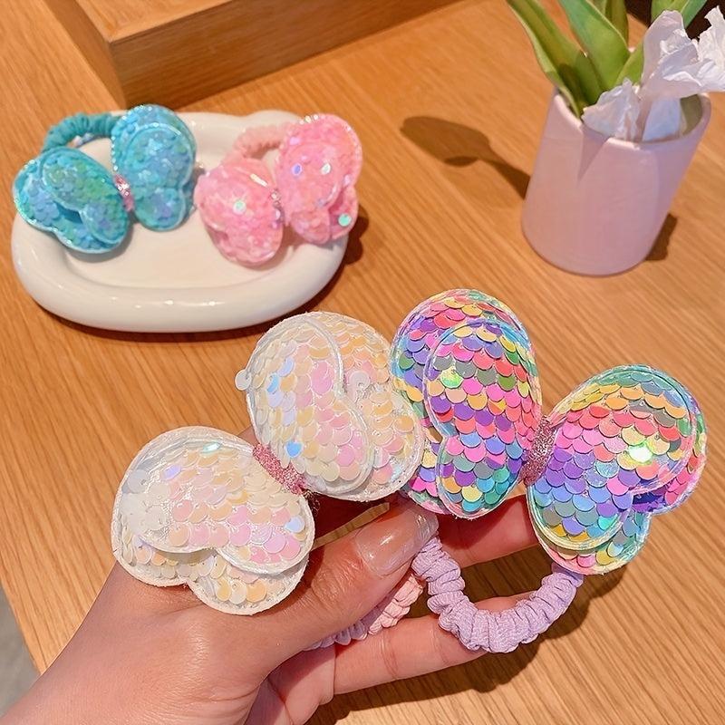 Sequin Butterfly Scrunchies for Kids Glitter Hair Accessories for Girls