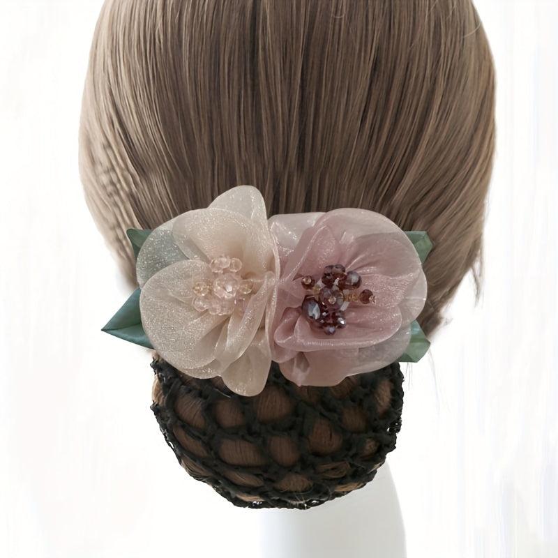 Mesh Flower Hair Net Ponytail Bun Holder Hair Accessories