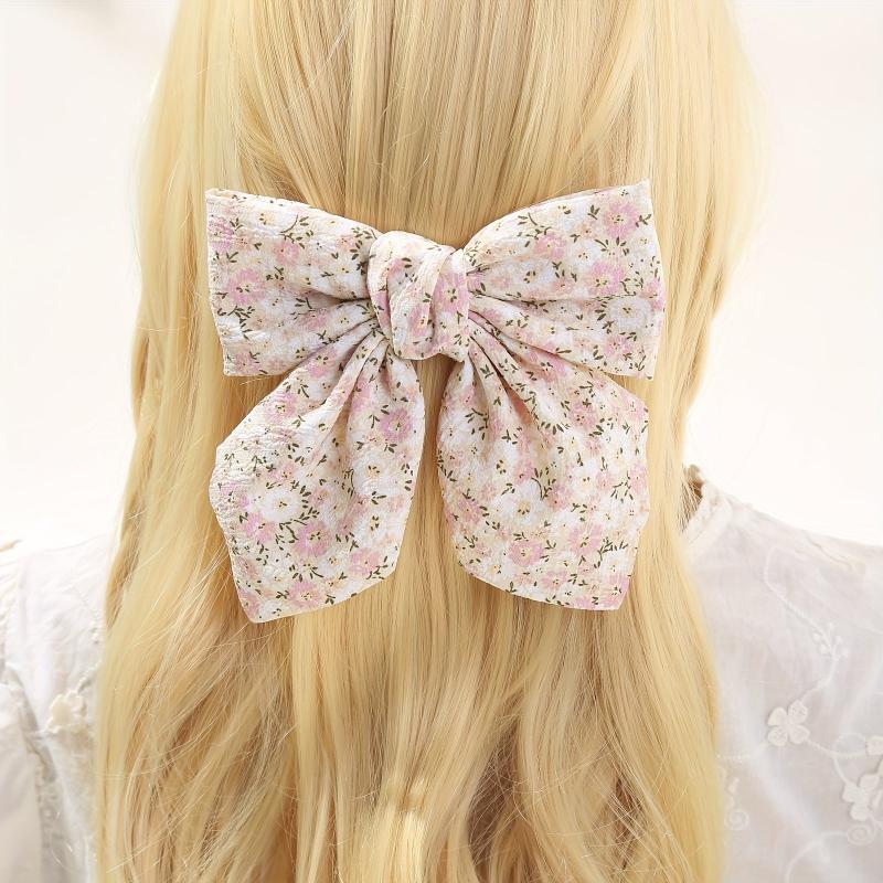 2PCS Romantic Bowknot Hair Clip Floral Barrette Hair Accessories
