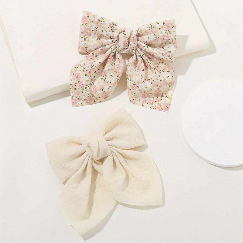 2PCS Romantic Bowknot Hair Clip Floral Barrette Hair Accessories