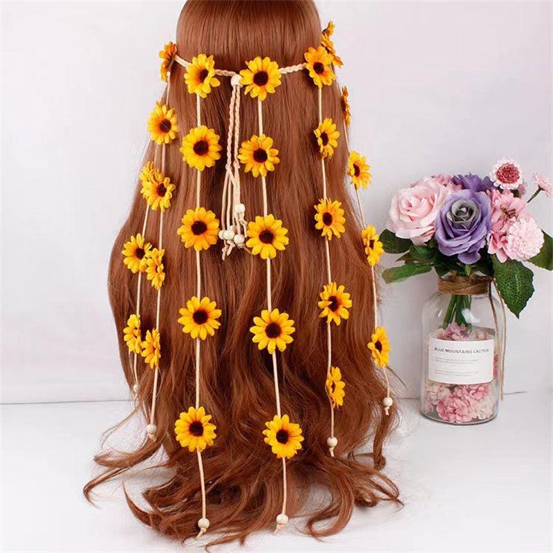 Hippie Sunflower Hairband Floral Crown Boho Headdress Headpiece