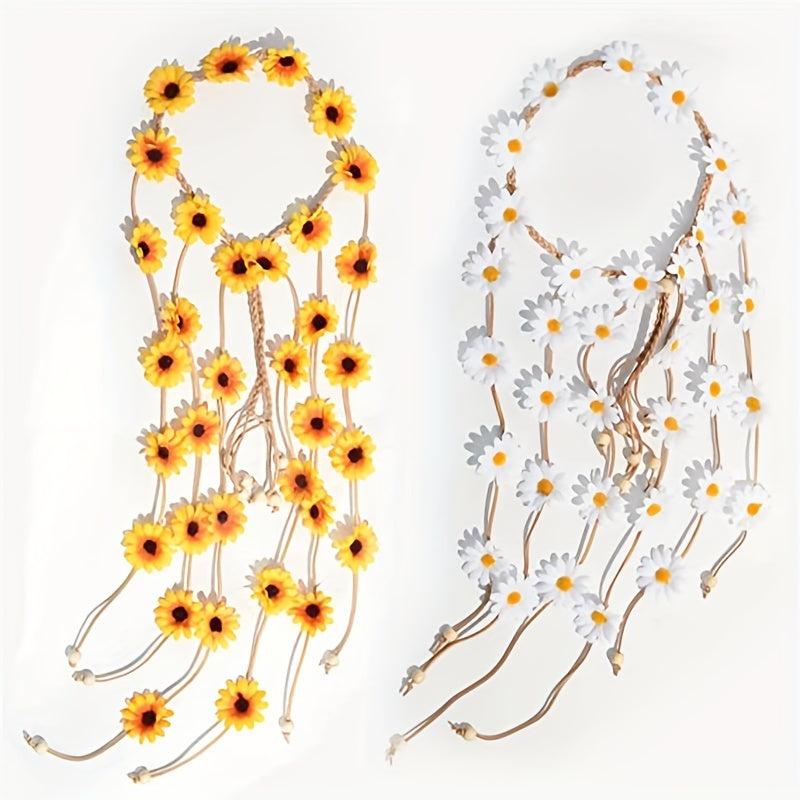Hippie Sunflower Hairband Floral Crown Boho Headdress Headpiece