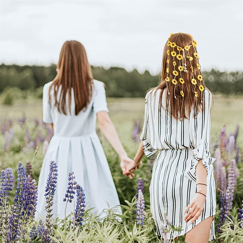 Hippie Sunflower Hairband Floral Crown Boho Headdress Headpiece
