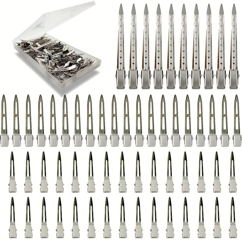 60Pcs Silvery Metal Duck Billed Hair Clips Women Styling Salon Accessories