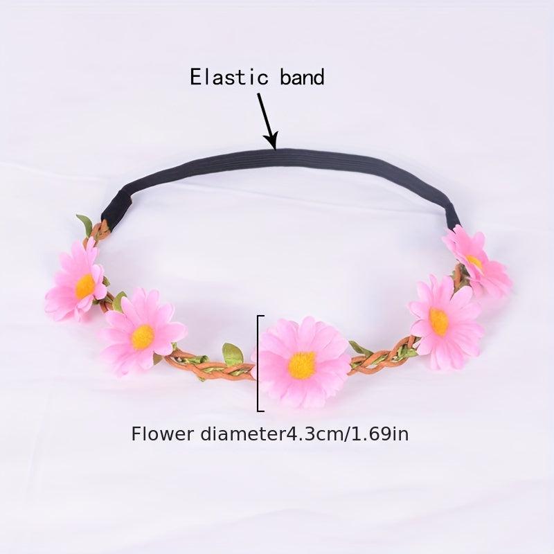 7pcs Flower Headband Women's Floral Hair Band Vacation Wreath Hair Accessories