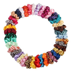 60pcs Satin Scrunchies Hair Tie Elastic Hair Rope For Women Girls