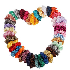 60pcs Satin Scrunchies Hair Tie Elastic Hair Rope For Women Girls