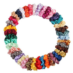 60pcs Satin Scrunchies Hair Tie Elastic Hair Rope For Women Girls