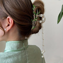 Chinese Style Bamboo Shape Hair Claw with Tassel Hair Clip