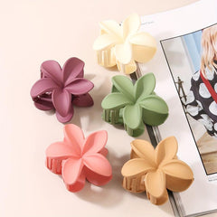 Matte Flower Shape Hair Claw Solid Shark Claw Ponytail Holder Hair Accessories