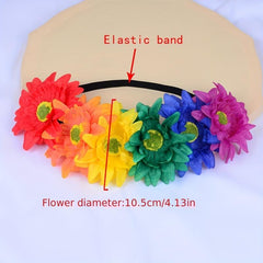 LGBT Rainbow Flower Headband, Pride Month Accessory