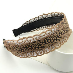 Wide Lace Hairband With Teeth Solid Headband Party Prom Hair Accessories