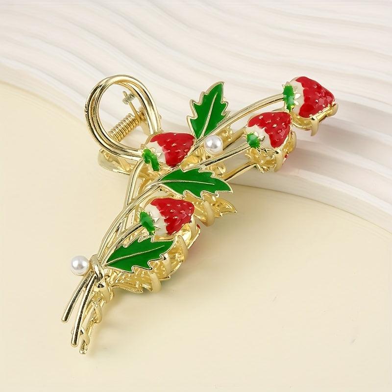 Sweet Enamel Strawberry Hair Clip Claw Clip Female Headdress Clip