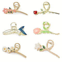 6pcs Flower Hair Claw Ponytail Holder Hair Accessories