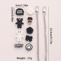 11pcs Cartoon Shoe Charm Set - Chain & Pattern Clogs Buckle For Sandal Slipper