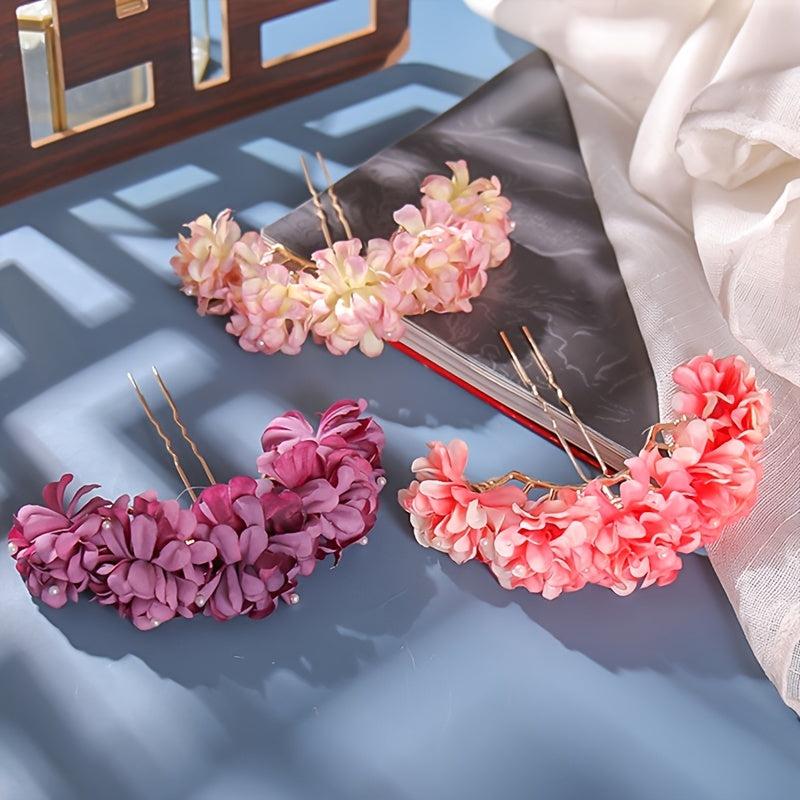 Silk Flower Antique Hairpin Retro Garland Hair Accessories Folk Wedding
