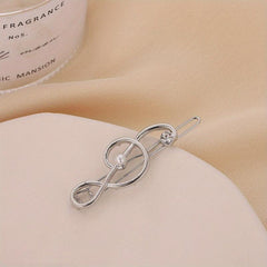 Alloy Note Shape Hair Clip Faux Pearl Side Clip Hair Accessories