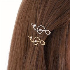 Alloy Note Shape Hair Clip Faux Pearl Side Clip Hair Accessories