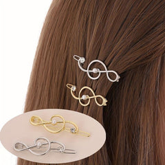 Alloy Note Shape Hair Clip Faux Pearl Side Clip Hair Accessories