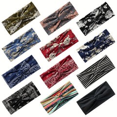 Bohemian Paisley Pattern Headband Knotted Headdress Yoga Sports Headband