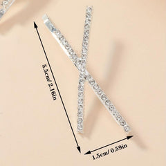 X Shaped Crystal Hair Pins Metal Hair Clip Rhinestone Bobby Pin for Women