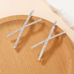 X Shaped Crystal Hair Pins Metal Hair Clip Rhinestone Bobby Pin for Women