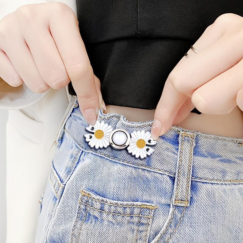 2pcs Daisy Pants Waist Buckle Elastic Adjust DIY Button Pin Sewing Supplies