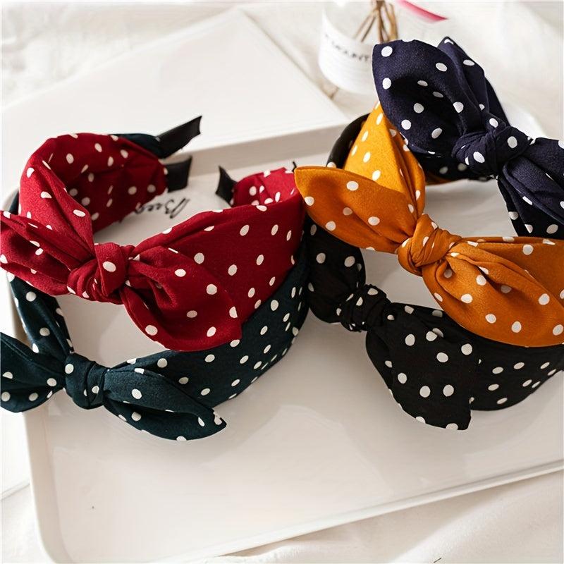 Boho Polka Dot Bowknot Headband for Women Girls