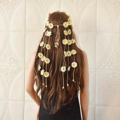 Boho Floral Headpiece For Women Girls Flower Crown Hair Rope Chain