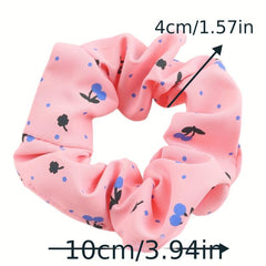 Cartoon Cherry Print Scrunchies Hair Tie Sweet Hair Rope Ponytail Holder