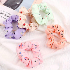 Cartoon Cherry Print Scrunchies Hair Tie Sweet Hair Rope Ponytail Holder