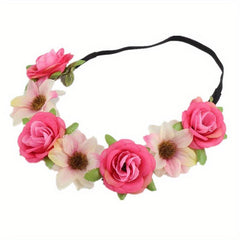Boho Style Flower Leaf Headband Sweet Hair Band for Beach Travel