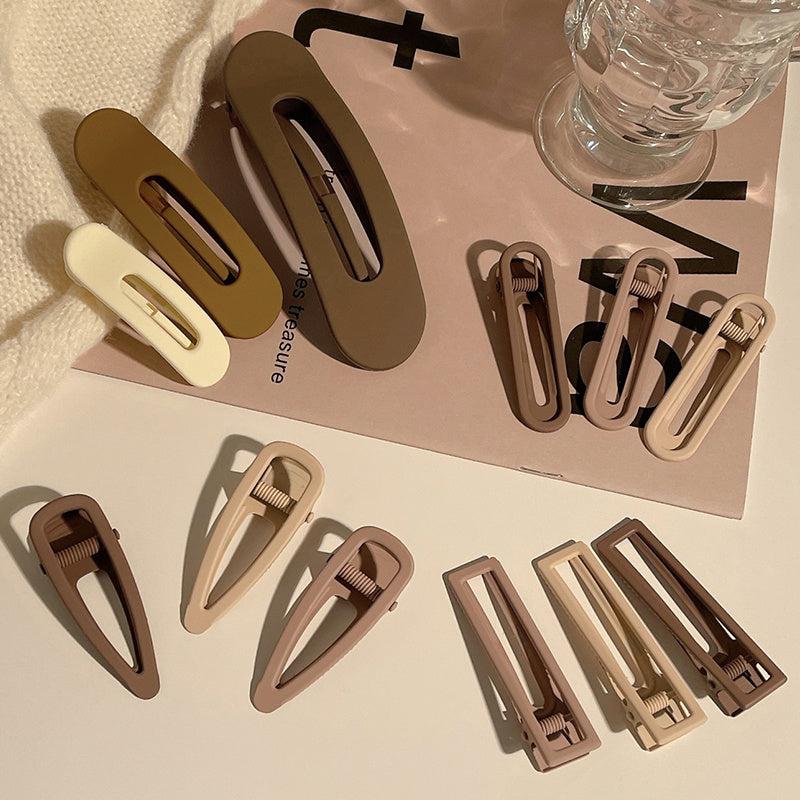 3pcs Matte Solid Snap Hair Clips for Ladies