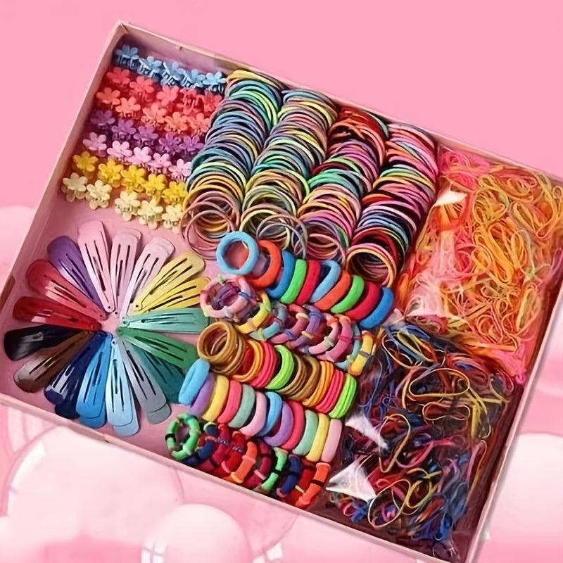 780pcs Hair Accessories Set Hair Tie Hair Clip Rubber Band Barrette Colorful
