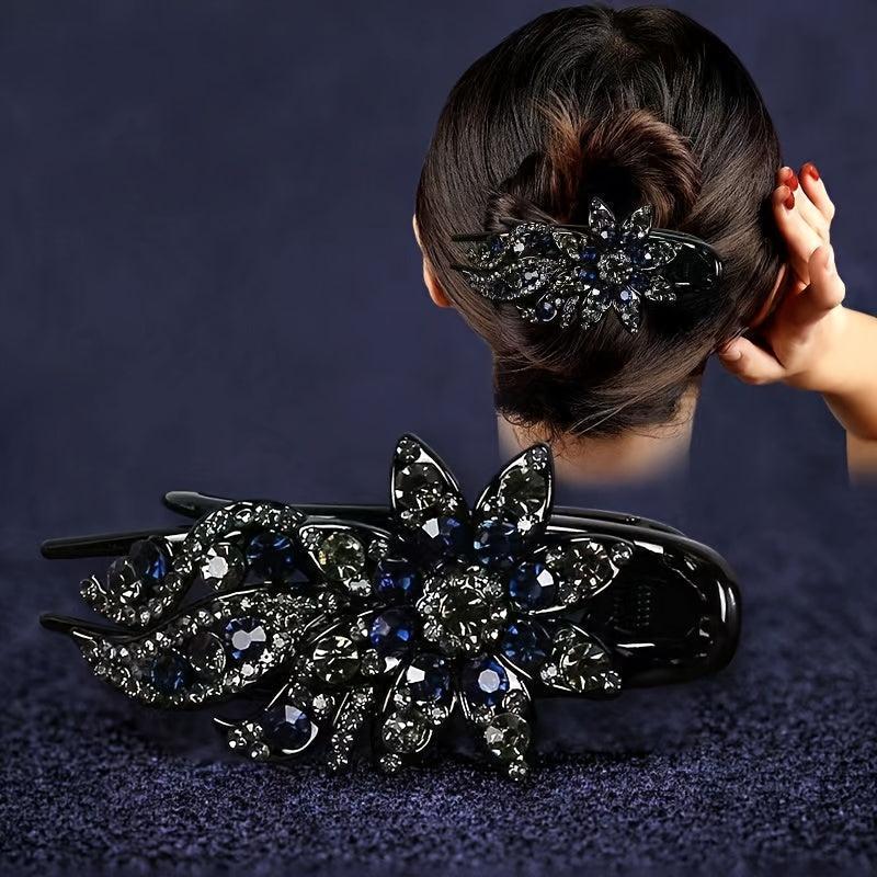 Rhinestone Flower Hair Clip Barrette Hair Pin Vintage Bridal Wedding
