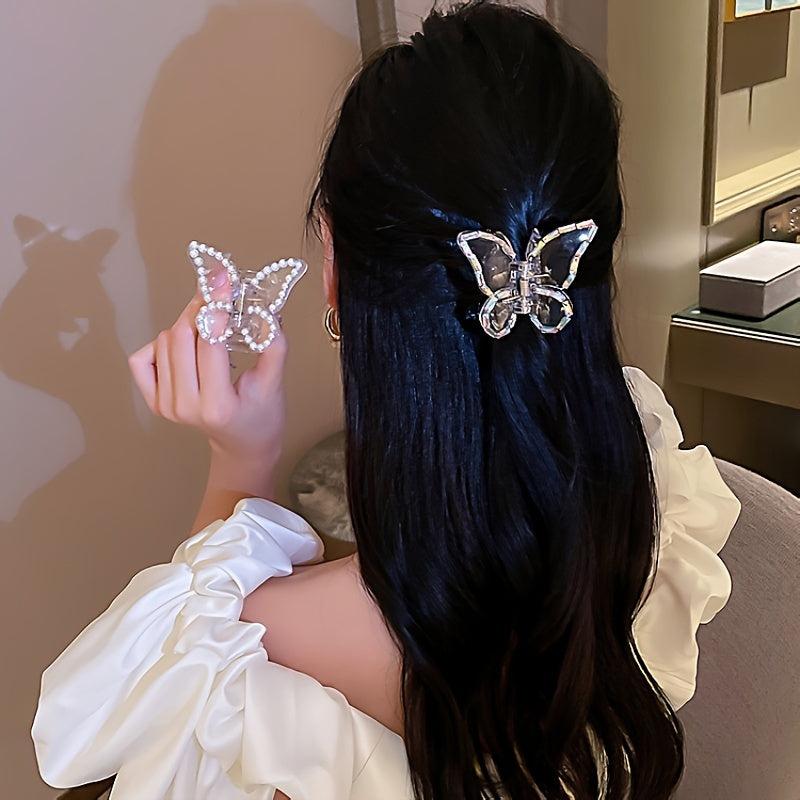 Butterfly Claw Clip Pearl Rhinestones Hair Clip