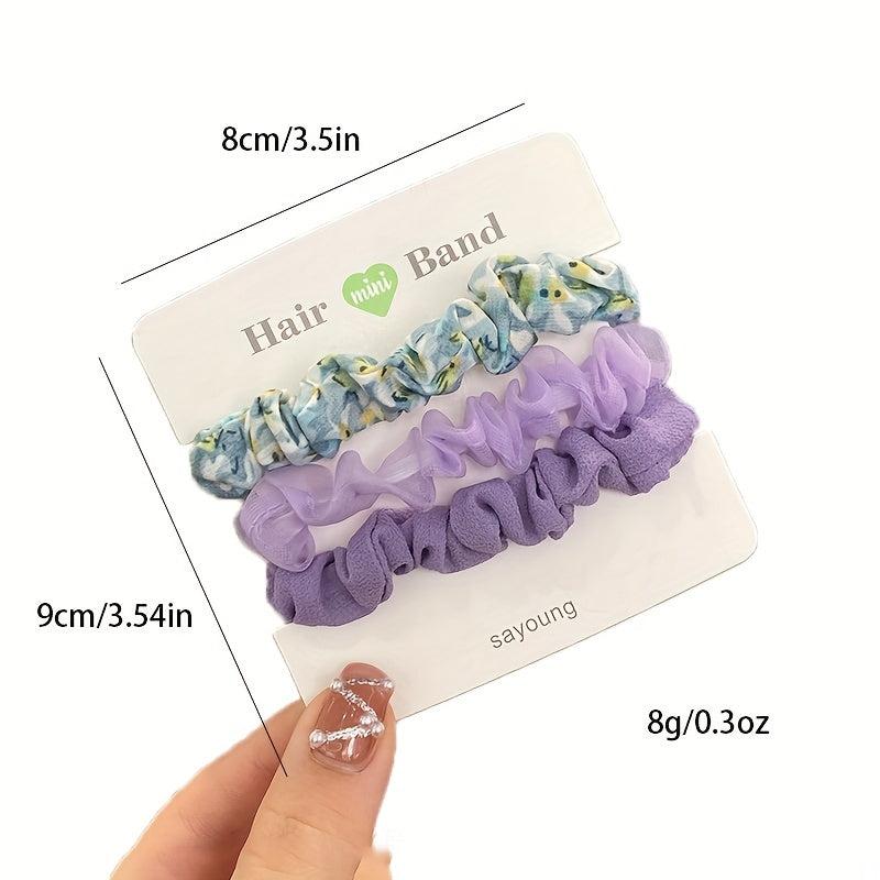 3pcs Fabric Hair Tie High Ponytail Head Rope Elastic Durable Rubber Band
