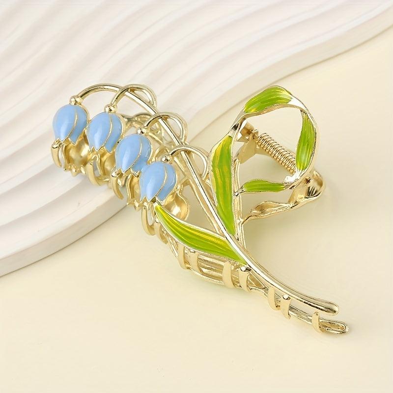 Flower Hair Claw Alloy Banana Clip Non Slip Hair Styling Accessory