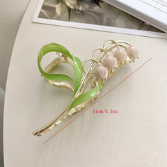 Flower Hair Claw Alloy Banana Clip Non Slip Hair Styling Accessory
