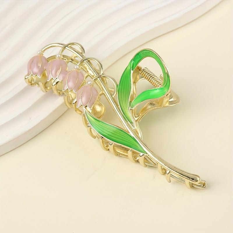 Flower Hair Claw Alloy Banana Clip Non Slip Hair Styling Accessory
