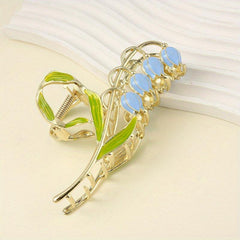 Flower Hair Claw Alloy Banana Clip Non Slip Hair Styling Accessory