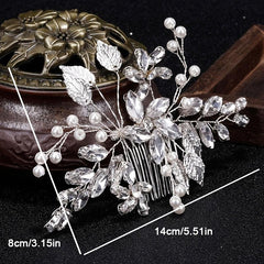 Bridal Hair Comb Vintage Silver Sapphire Rhinestone Crystal Ivory Pearl