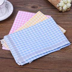 12pcs Plaid Pattern Cotton Sweat Handkerchief Lightweight Square Scarf