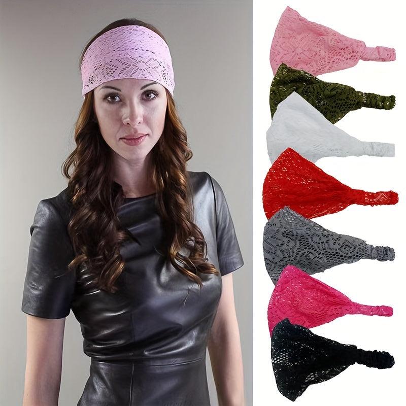Lace Boho Turban Hairband Stretchy Lace Wide Headband Retro Hair Accessories