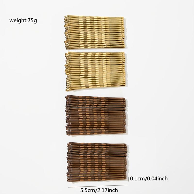 72pcs Waved U Shape Hairpins Golden Brown Bobby Pins Hair Grips Salon Holder