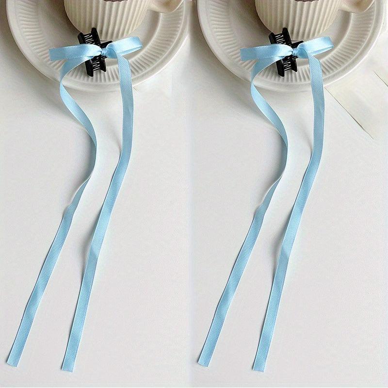 2pcs Braided Hair Ribbon Bow Hair Clip Streamer Hair Card