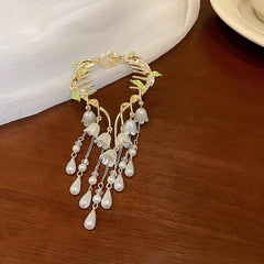 Vintage Flower Hair Claw Lily Of The Valley Tassel Headdress Banana Clip