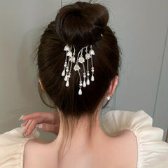 Vintage Flower Hair Claw Lily Of The Valley Tassel Headdress Banana Clip