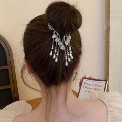 Vintage Flower Hair Claw Lily Of The Valley Tassel Headdress Banana Clip